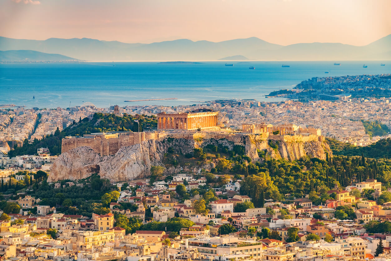 Grekland: Vue aérienne sur Athènes, Grèce Grekland: Vue aérienne sur Athènes, Grèce